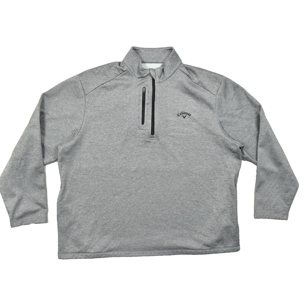 Callaway Men's XXL Gray 1/4 Zip Pullover Fleece Lined Golf Sweater Jacket Polyes